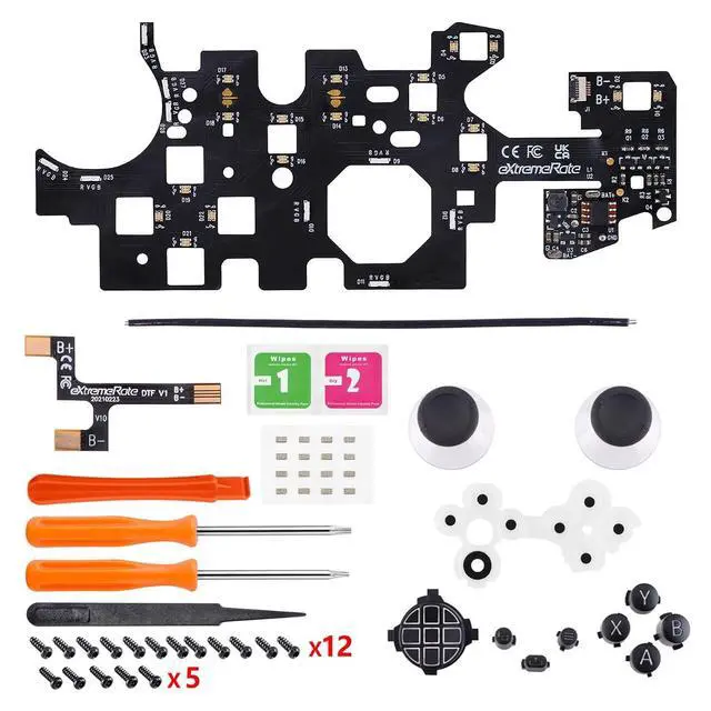 Alt view image 2 of 7 - Multi-Colors Luminated D-pad Thumbsticks Start Back Sync ABXY Buttons for Xbox Series X/S Controller, Black Classical Symbols Buttons DTF V2 LED Kit for Xbox Core Controller Model 1914 @