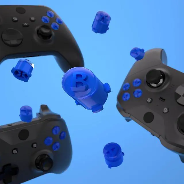 Alt view image 5 of 7 - ABXY Buttons for Xbox Core Wireless Controller, Two-Tone Carmine Blue & Clear Classic Symbols Action Buttons Replacement Prats for Xbox One S/X, Elite Series 2 Core & 1 Controller @
