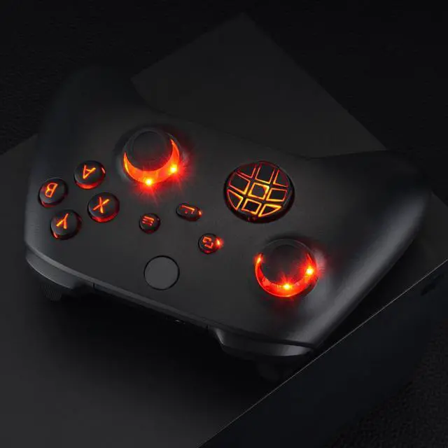 Alt view image 5 of 7 - Multi-Colors Luminated D-pad Thumbsticks Start Back Sync ABXY Buttons for Xbox Series X/S Controller, Black Classical Symbols Buttons DTF V2 LED Kit for Xbox Core Controller Model 1914 @