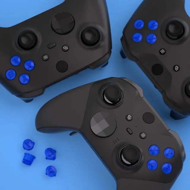 Alt view image 7 of 7 - ABXY Buttons for Xbox Core Wireless Controller, Two-Tone Carmine Blue & Clear Classic Symbols Action Buttons Replacement Prats for Xbox One S/X, Elite Series 2 Core & 1 Controller @