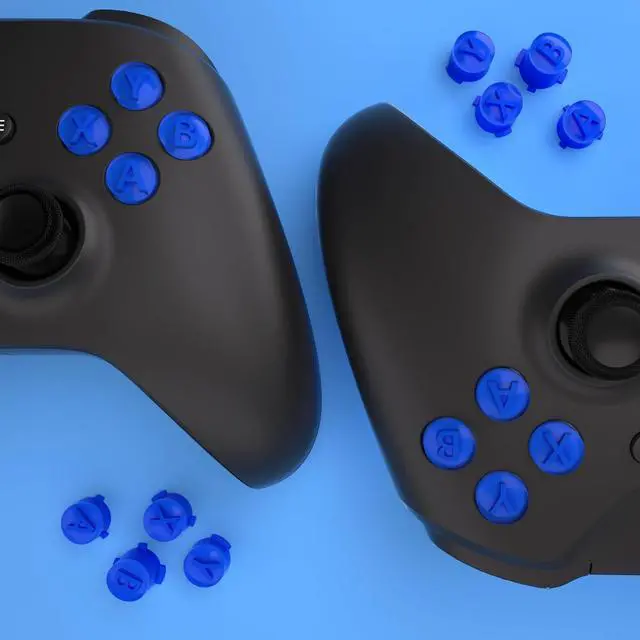 Alt view image 6 of 7 - ABXY Buttons for Xbox Core Wireless Controller, Two-Tone Carmine Blue & Clear Classic Symbols Action Buttons Replacement Prats for Xbox One S/X, Elite Series 2 Core & 1 Controller @