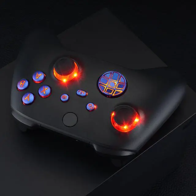 Alt view image 5 of 7 - Multi-Colors Luminated D-pad Thumbsticks Start Back Sync ABXY Buttons for Xbox Series X/S Controller, Chameleon Purple Blue Classical Symbols Buttons DTF V2 LED Kit for Xbox Model 1914 @