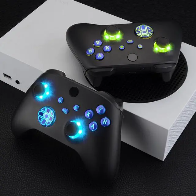 Alt view image 6 of 7 - Multi-Colors Luminated D-pad Thumbsticks Start Back Sync ABXY Buttons for Xbox Series X/S Controller, Chameleon Purple Blue Classical Symbols Buttons DTF V2 LED Kit for Xbox Model 1914 @