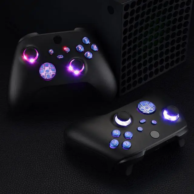 Alt view image 7 of 7 - Multi-Colors Luminated D-pad Thumbsticks Start Back Sync ABXY Buttons for Xbox Series X/S Controller, Chameleon Purple Blue Classical Symbols Buttons DTF V2 LED Kit for Xbox Model 1914 @