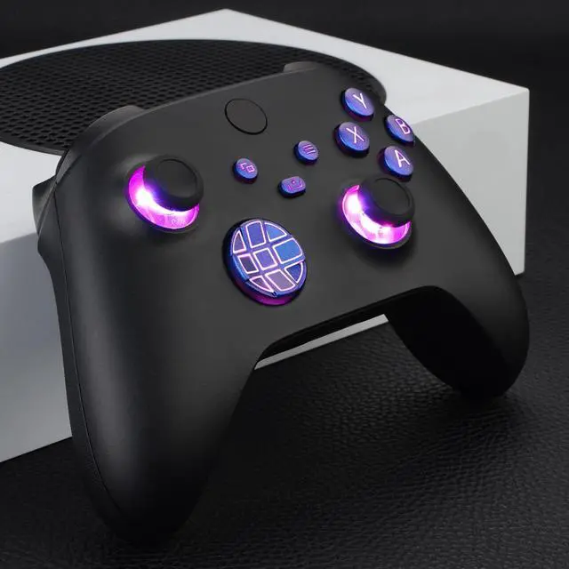 Alt view image 4 of 7 - Multi-Colors Luminated D-pad Thumbsticks Start Back Sync ABXY Buttons for Xbox Series X/S Controller, Chameleon Purple Blue Classical Symbols Buttons DTF V2 LED Kit for Xbox Model 1914 @