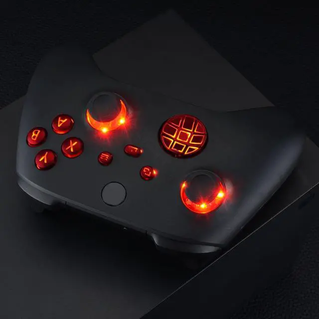 Alt view image 5 of 7 - Multi-Colors Luminated D-pad Thumbsticks Start Back Sync ABXY Buttons for Xbox Series X/S Controller, Scarlet Red Classical Symbols Buttons DTF V2 LED Kit for Xbox Core Model 1914 @