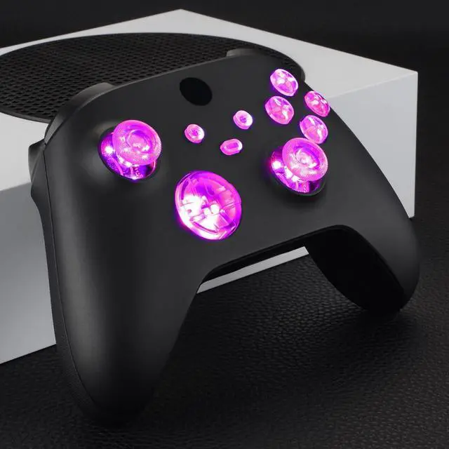 Alt view image 4 of 7 - Multi-Colors Luminated D-pad Thumbsticks Start Back Sync ABXY Buttons for Xbox Series X/S Controller, Transparent Clear 7 Colors 9 Modes DTF V2 LED Kit for Xbox Core Controller Model 1914 @