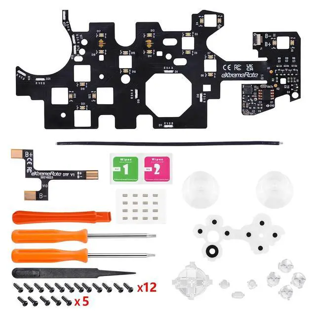 Alt view image 2 of 7 - Multi-Colors Luminated D-pad Thumbsticks Start Back Sync ABXY Buttons for Xbox Series X/S Controller, Transparent Clear 7 Colors 9 Modes DTF V2 LED Kit for Xbox Core Controller Model 1914 @