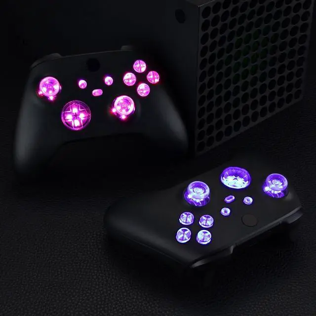 Alt view image 7 of 7 - Multi-Colors Luminated D-pad Thumbsticks Start Back Sync ABXY Buttons for Xbox Series X/S Controller, Transparent Clear 7 Colors 9 Modes DTF V2 LED Kit for Xbox Core Controller Model 1914 @