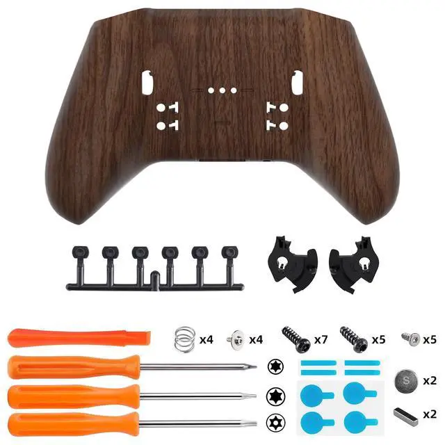 Alt view image 6 of 7 - Faceplate Shell + Bottom Shell for Xbox Elite Series 2, Elite Series 2 Core Controller - Wood Grain @