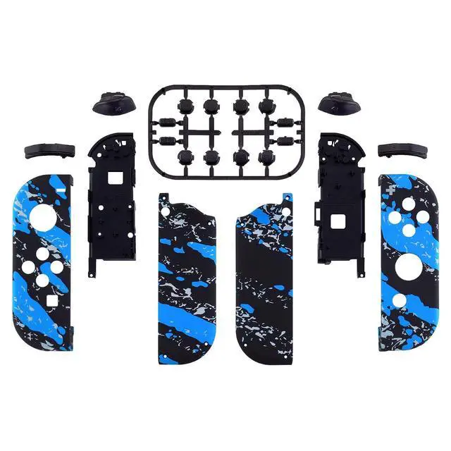 Alt view image 2 of 7 - DIY Replacement Shell Buttons for Nintendo Switch & Switch OLED, Blue Coating Splash Soft Touch Housing with Full Set Button for Joycon Handheld Controller - Console Shell NOT Included @