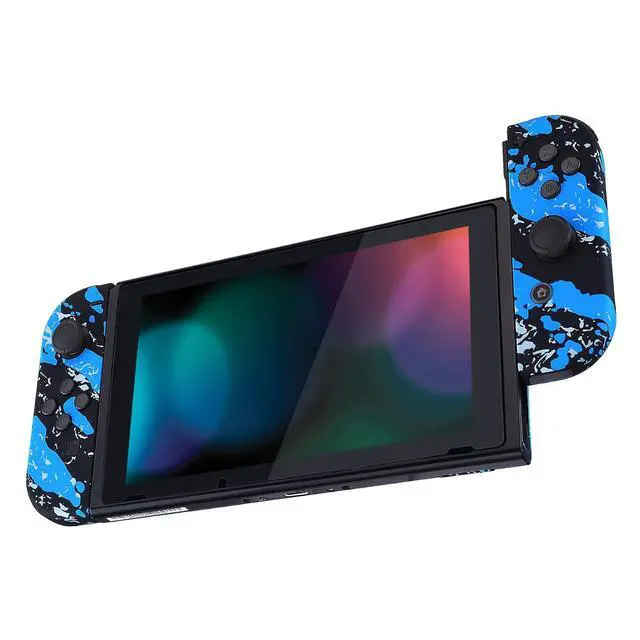 Alt view image 4 of 7 - DIY Replacement Shell Buttons for Nintendo Switch & Switch OLED, Blue Coating Splash Soft Touch Housing with Full Set Button for Joycon Handheld Controller - Console Shell NOT Included @