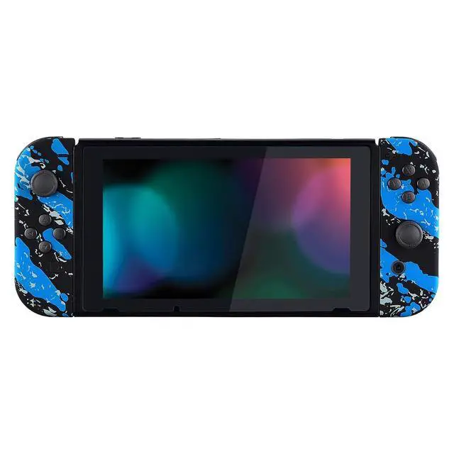 Alt view image 7 of 7 - DIY Replacement Shell Buttons for Nintendo Switch & Switch OLED, Blue Coating Splash Soft Touch Housing with Full Set Button for Joycon Handheld Controller - Console Shell NOT Included @