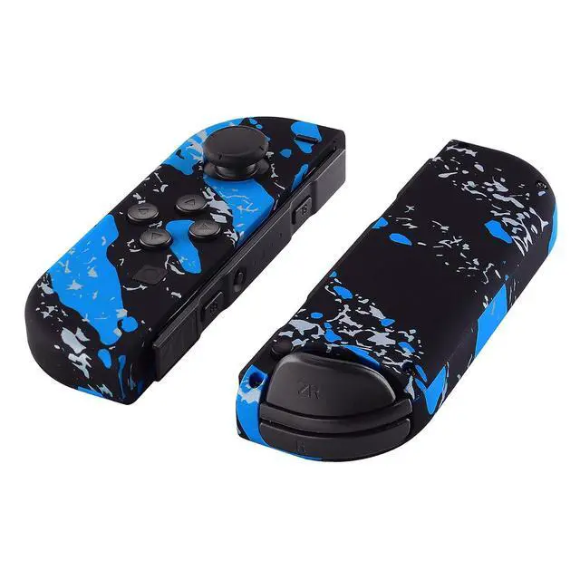 Alt view image 3 of 7 - DIY Replacement Shell Buttons for Nintendo Switch & Switch OLED, Blue Coating Splash Soft Touch Housing with Full Set Button for Joycon Handheld Controller - Console Shell NOT Included @