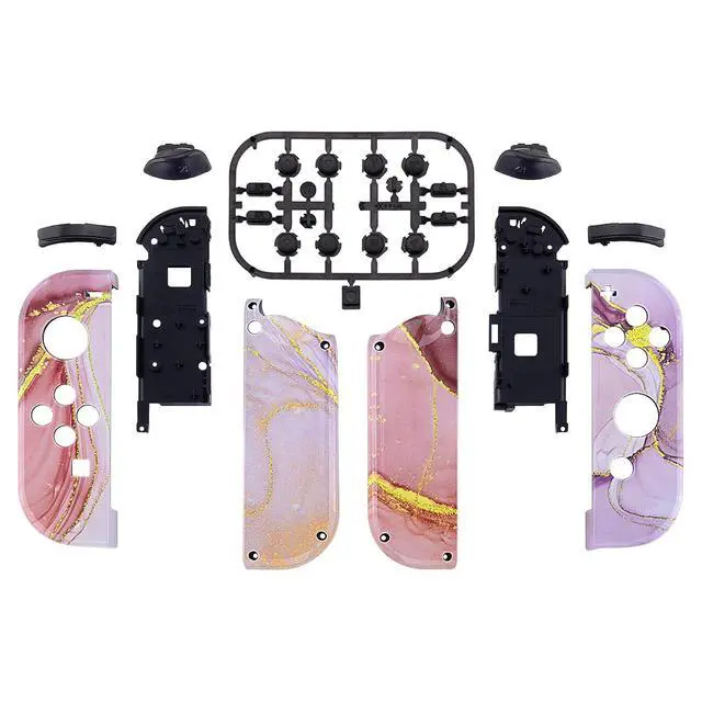 Alt view image 2 of 7 - DIY Replacement Shell Buttons for Nintendo Switch & Switch OLED, Cosmic Pink Gold Marble EffectCustom Housing Case with Full Set Button for Joycon Controller - Console Shell NOT Included @