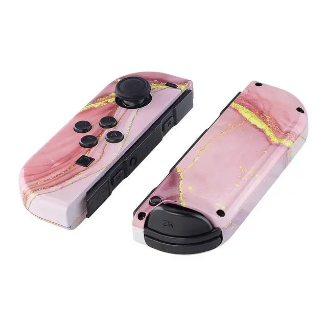 Alt view image 3 of 7 - DIY Replacement Shell Buttons for Nintendo Switch & Switch OLED, Cosmic Pink Gold Marble EffectCustom Housing Case with Full Set Button for Joycon Controller - Console Shell NOT Included @