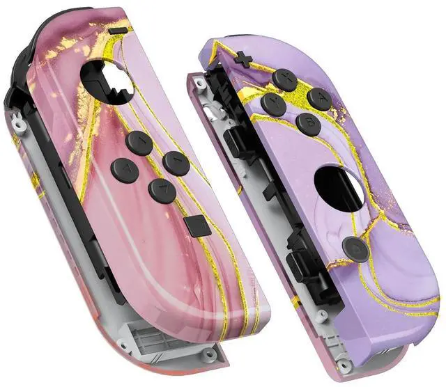 Main image of DIY Replacement Shell Buttons for Nintendo Switch & Switch OLED, Cosmic Pink Gold Marble EffectCustom Housing Case with Full Set Button for Joycon Controller - Console Shell NOT Included @