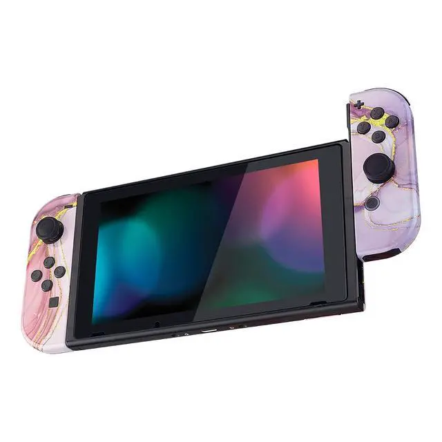Alt view image 4 of 7 - DIY Replacement Shell Buttons for Nintendo Switch & Switch OLED, Cosmic Pink Gold Marble EffectCustom Housing Case with Full Set Button for Joycon Controller - Console Shell NOT Included @