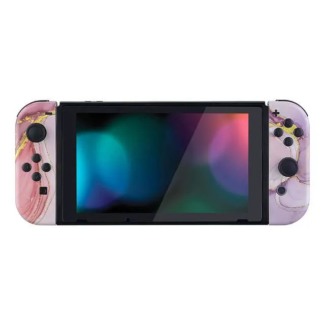 Alt view image 7 of 7 - DIY Replacement Shell Buttons for Nintendo Switch & Switch OLED, Cosmic Pink Gold Marble EffectCustom Housing Case with Full Set Button for Joycon Controller - Console Shell NOT Included @