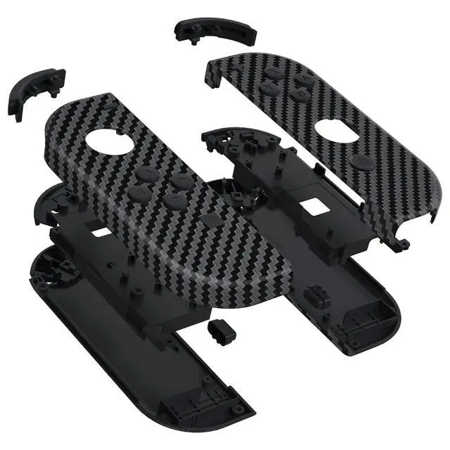 Alt view image 3 of 7 - DIY Replacement Shell Buttons for Nintendo Switch & Switch OLED, Graphite Carbon Fiber Soft Touch Housing with Full Set Button for Joycon Handheld Controller - Console Shell NOT Included @