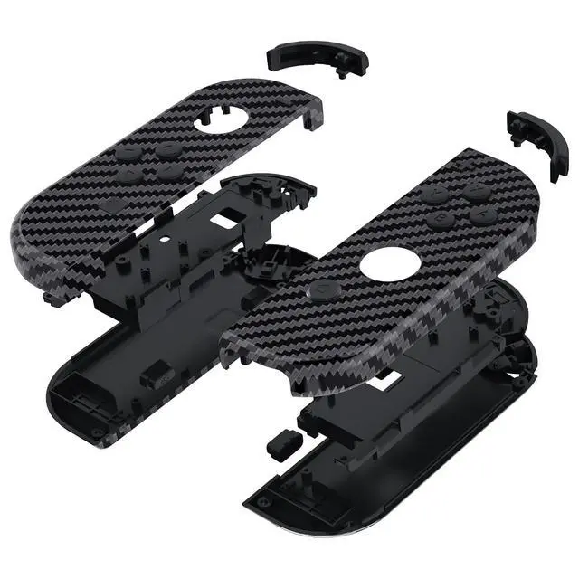 Alt view image 4 of 7 - DIY Replacement Shell Buttons for Nintendo Switch & Switch OLED, Graphite Carbon Fiber Soft Touch Housing with Full Set Button for Joycon Handheld Controller - Console Shell NOT Included @