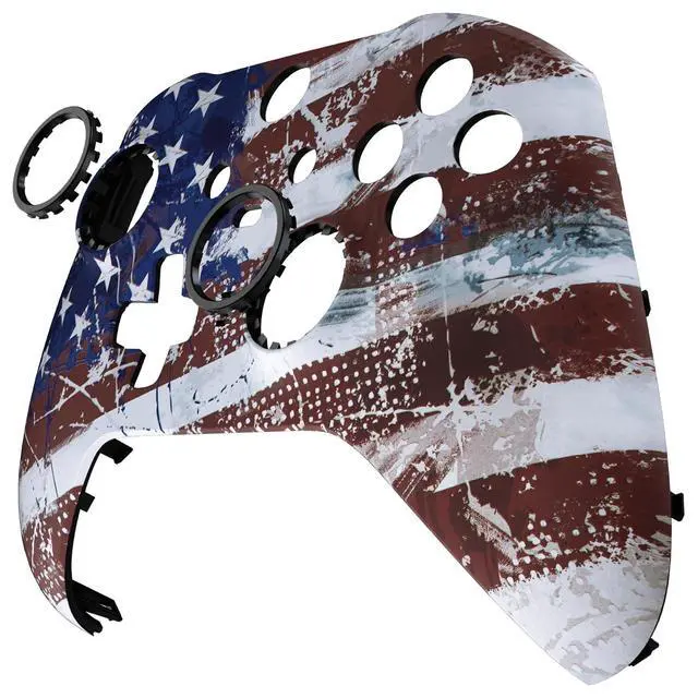 Alt view image 7 of 7 - Impression US Flag Replacement Faceplate Cover for Xbox One Elite Controller Series 2 (Model 1797), Soft Touch Front Housing Shell & Accent Rings for Xbox Elite Series 2 Core Controller @