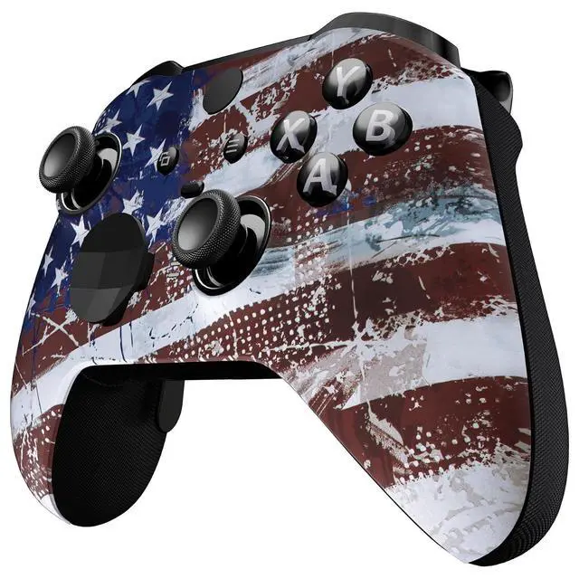 Alt view image 5 of 7 - Impression US Flag Replacement Faceplate Cover for Xbox One Elite Controller Series 2 (Model 1797), Soft Touch Front Housing Shell & Accent Rings for Xbox Elite Series 2 Core Controller @