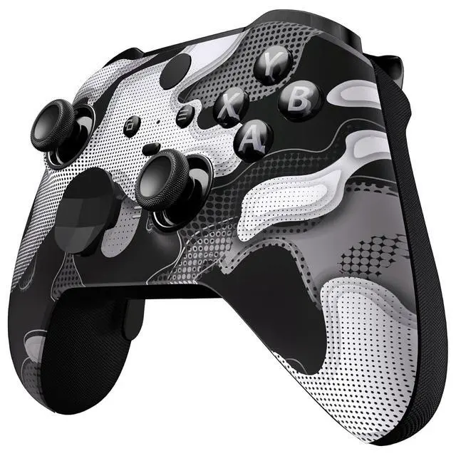 Alt view image 5 of 7 - Black White Camouflage Replacement Faceplate Cover for Xbox One Elite Controller Series 2 (Model 1797) Soft Touch Front Housing Shell & Accent Rings for Xbox Elite Series 2 Core Controller @