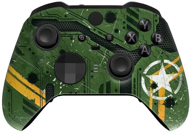 Main image of Army Mecha Replacement Faceplate Cover for Xbox One Elite Controller Series 2 (Model 1797), Soft Touch Front Housing Shell Case & Accent Rings for Xbox Elite Series 2 Core Controller @