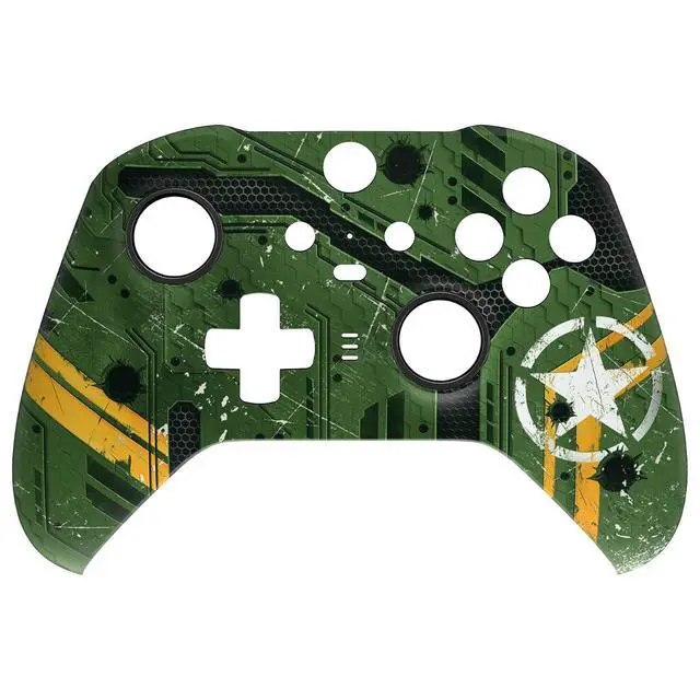 Alt view image 3 of 7 - Army Mecha Replacement Faceplate Cover for Xbox One Elite Controller Series 2 (Model 1797), Soft Touch Front Housing Shell Case & Accent Rings for Xbox Elite Series 2 Core Controller @