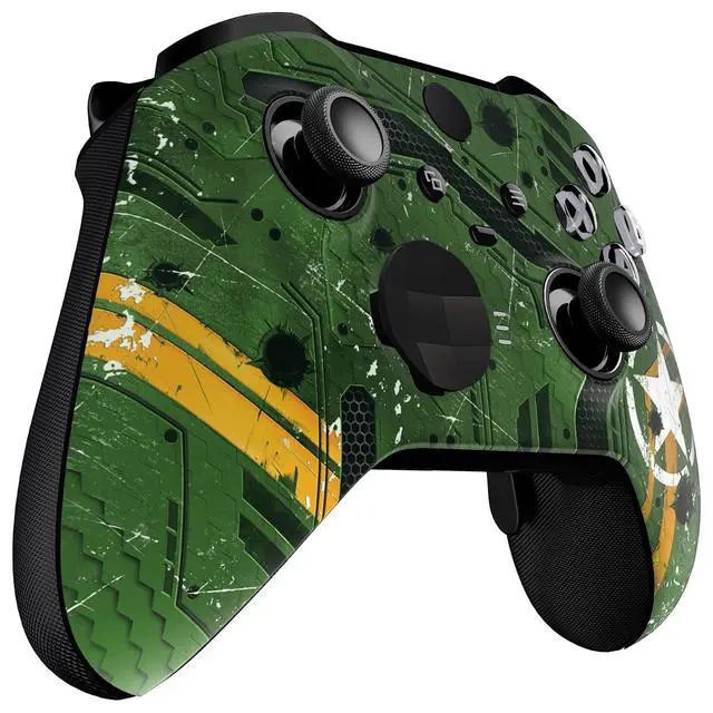 Alt view image 6 of 7 - Army Mecha Replacement Faceplate Cover for Xbox One Elite Controller Series 2 (Model 1797), Soft Touch Front Housing Shell Case & Accent Rings for Xbox Elite Series 2 Core Controller @