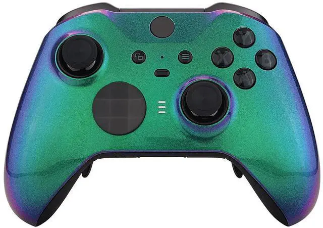 Main image of Chameleon Green Purple Faceplate Cover, Front Housing Shell Case Replacement Kit for Xbox One Elite Series 2, Xbox Elite 2 Core Controller Model 1797 - Thumbstick Accent Rings Included @