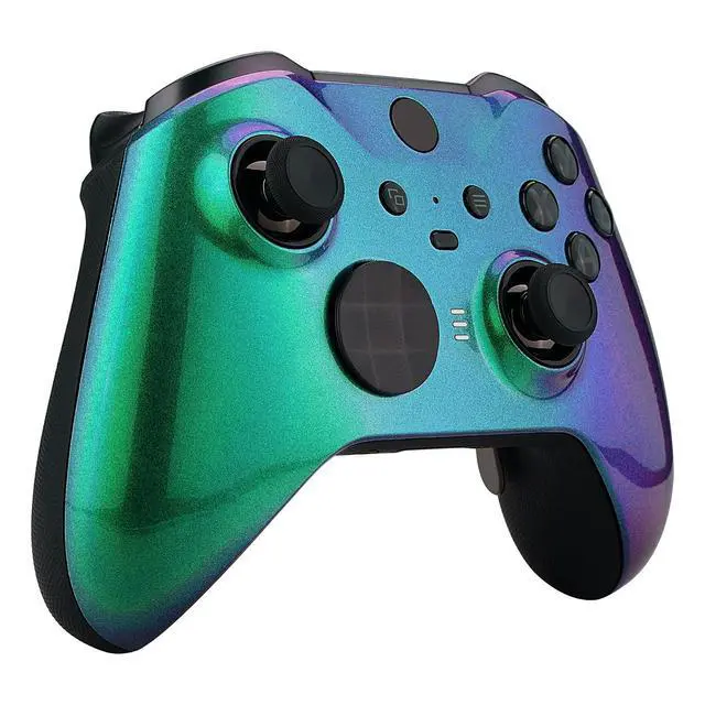 Alt view image 6 of 7 - Chameleon Green Purple Faceplate Cover, Front Housing Shell Case Replacement Kit for Xbox One Elite Series 2, Xbox Elite 2 Core Controller Model 1797 - Thumbstick Accent Rings Included @