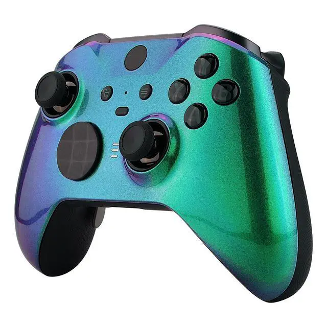 Alt view image 5 of 7 - Chameleon Green Purple Faceplate Cover, Front Housing Shell Case Replacement Kit for Xbox One Elite Series 2, Xbox Elite 2 Core Controller Model 1797 - Thumbstick Accent Rings Included @