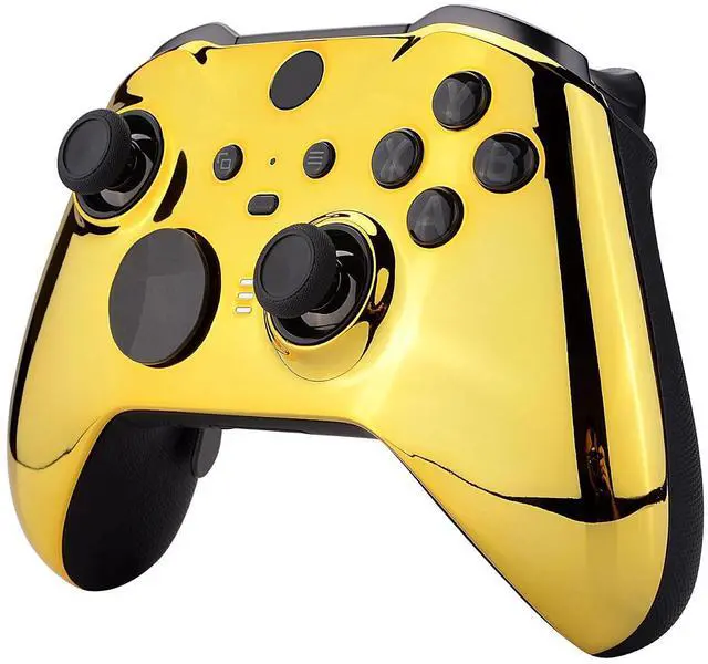 Alt view image 5 of 7 - Chrome Gold Edition Glossy Faceplate Cover, Front Housing Shell Replacement Kit for Xbox One Elite Series 2 - Controller Not Included @