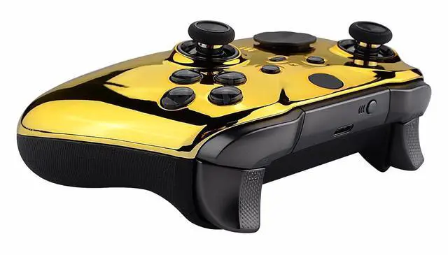 Alt view image 7 of 7 - Chrome Gold Edition Glossy Faceplate Cover, Front Housing Shell Replacement Kit for Xbox One Elite Series 2 - Controller Not Included @