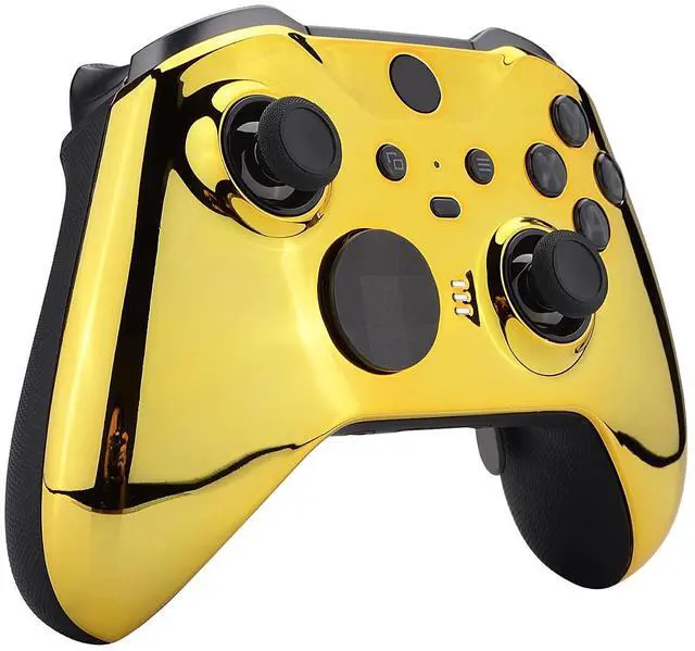 Alt view image 6 of 7 - Chrome Gold Edition Glossy Faceplate Cover, Front Housing Shell Replacement Kit for Xbox One Elite Series 2 - Controller Not Included @