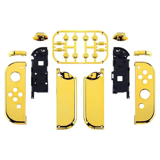 Alt view image 2 of 7 - DIY Replacement Shell Buttons for Nintendo Switch & Switch OLED, Chrome Gold Custom Housing Case with Full Set Button for Joycon Handheld Controller - Console Shell NOT Included @