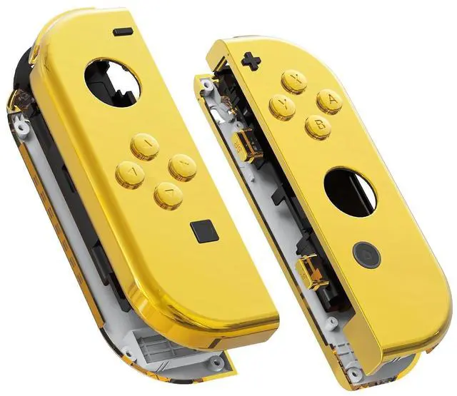 Main image of DIY Replacement Shell Buttons for Nintendo Switch & Switch OLED, Chrome Gold Custom Housing Case with Full Set Button for Joycon Handheld Controller - Console Shell NOT Included @