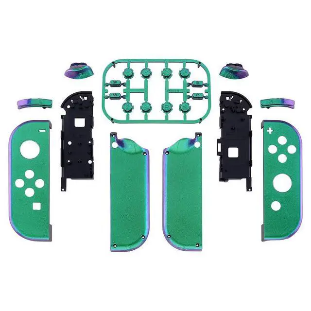Alt view image 2 of 7 - DIY Replacement Shell Buttons for Nintendo Switch & Switch OLED, Chameleon Green PurpleCustom Housing Case with Full Set Button for Joycon Handheld Controller - Console Shell NOT Included @