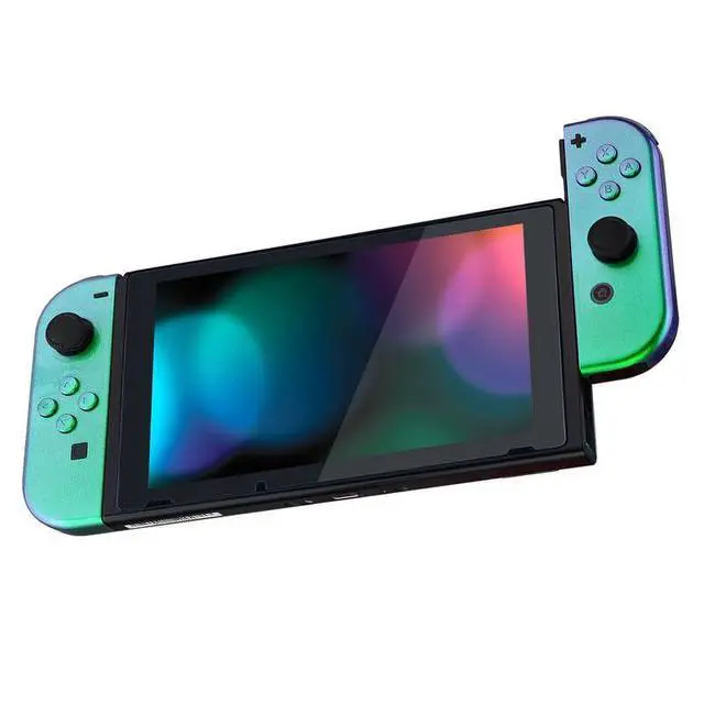 Alt view image 4 of 7 - DIY Replacement Shell Buttons for Nintendo Switch & Switch OLED, Chameleon Green PurpleCustom Housing Case with Full Set Button for Joycon Handheld Controller - Console Shell NOT Included @