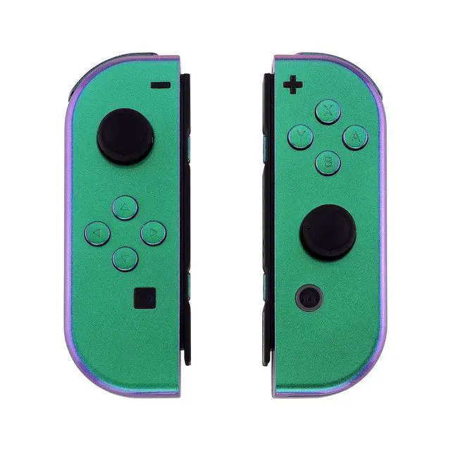 Alt view image 3 of 7 - DIY Replacement Shell Buttons for Nintendo Switch & Switch OLED, Chameleon Green PurpleCustom Housing Case with Full Set Button for Joycon Handheld Controller - Console Shell NOT Included @
