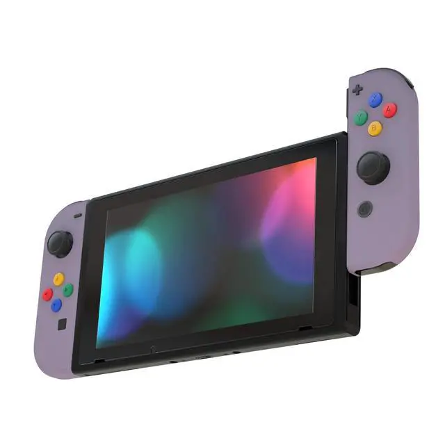 Alt view image 4 of 7 - DIY Replacement Shell Buttons for Nintendo Switch & Switch OLED, Dark Grayish Violet Soft Touch Housing with Corlorful Button for Joycon Handheld Controller - Console Shell NOT Included @