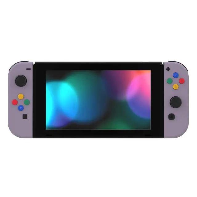 Alt view image 7 of 7 - DIY Replacement Shell Buttons for Nintendo Switch & Switch OLED, Dark Grayish Violet Soft Touch Housing with Corlorful Button for Joycon Handheld Controller - Console Shell NOT Included @