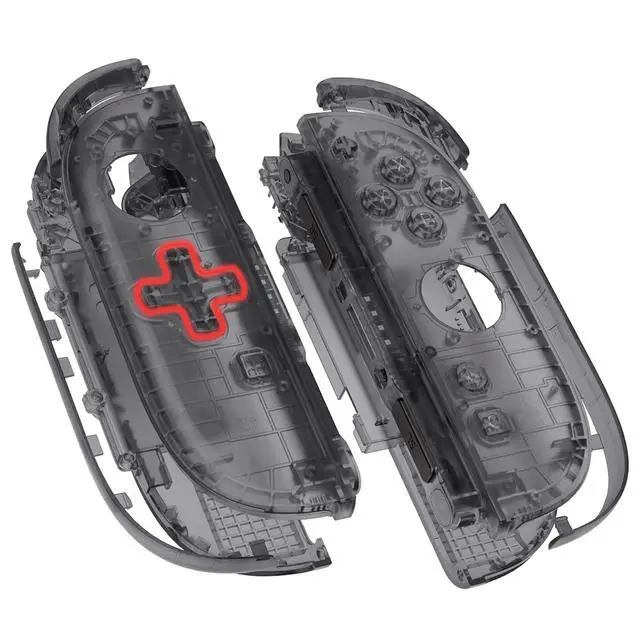 Alt view image 2 of 7 - DIY Replacement Shell (D-Pad Ver) Buttons for Joycon 2, Custom Full Set Housing + Decorative Strips + Middle Bracket + Buttons for Nintendo Switch 2 - Deluxe Version - Clear Slate Black @