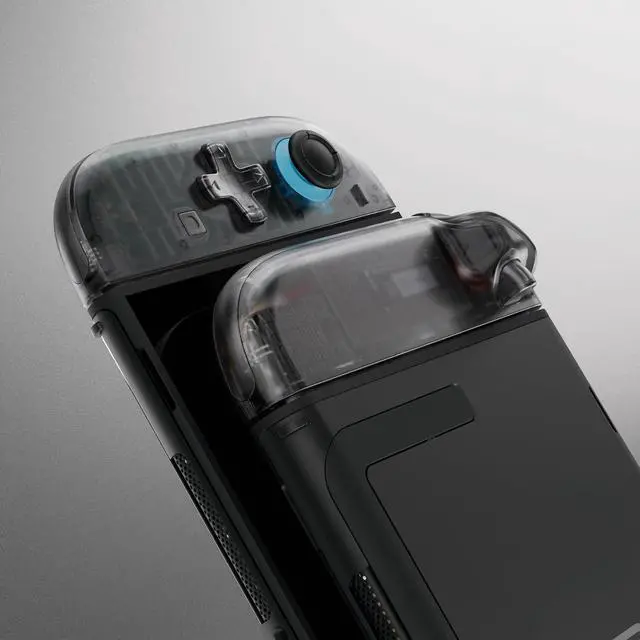 Alt view image 5 of 7 - DIY Replacement Shell (D-Pad Ver) Buttons for Joycon 2, Custom Full Set Housing + Decorative Strips + Middle Bracket + Buttons for Nintendo Switch 2 - Deluxe Version - Clear Slate Black @