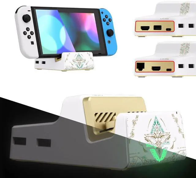 Main image of AiryDocky DIY Kit Glow in Dark Replacement Case for Nintendo Switch Dock, Totem of Kingdom White Redesigned Portable Mini Dock Shell Cover for Nintendo Switch OLED - NO Dock & Circuit Chip @