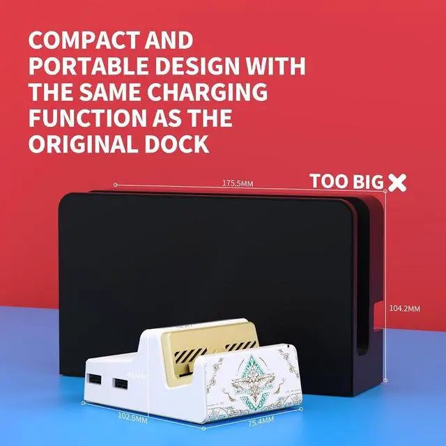 Alt view image 5 of 7 - AiryDocky DIY Kit Glow in Dark Replacement Case for Nintendo Switch Dock, Totem of Kingdom White Redesigned Portable Mini Dock Shell Cover for Nintendo Switch OLED - NO Dock & Circuit Chip @