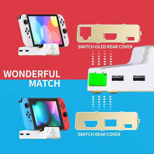 Alt view image 4 of 7 - AiryDocky DIY Kit Glow in Dark Replacement Case for Nintendo Switch Dock, Totem of Kingdom White Redesigned Portable Mini Dock Shell Cover for Nintendo Switch OLED - NO Dock & Circuit Chip @