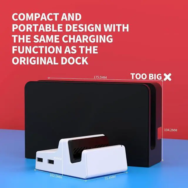 Alt view image 4 of 6 - AiryDocky DIY Kit White Replacement Case for Nintendo Switch Dock, Redesigned Portable Mini Dock Shell Cover for Nintendo Switch OLED - Shells Only, Dock & Circuit Board Chip NOT Included @